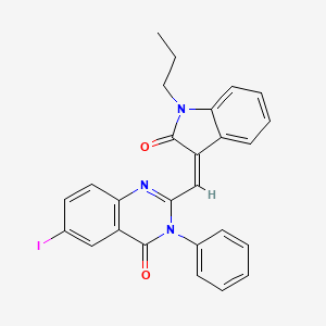 6-iodo-2-[(Z)-(2-oxo-1-propyl-1,2-dihydro-3H-indol-3-ylidene)methyl]-3-phenylquinazolin-4(3H)-one