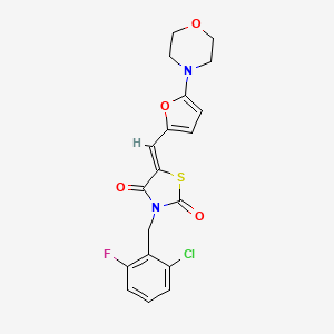 molecular formula C19H16ClFN2O4S B11610495 (5Z)-3-[(2-chloro-6-fluorophenyl)methyl]-5-[(5-morpholin-4-ylfuran-2-yl)methylidene]-1,3-thiazolidine-2,4-dione 