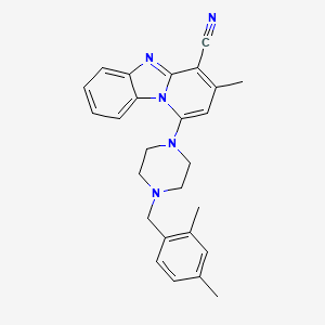 molecular formula C26H27N5 B11610498 1-[4-(2,4-Dimethylbenzyl)piperazin-1-yl]-3-methylpyrido[1,2-a]benzimidazole-4-carbonitrile 