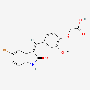 molecular formula C18H14BrNO5 B11610499 {4-[(Z)-(5-bromo-2-oxo-1,2-dihydro-3H-indol-3-ylidene)methyl]-2-methoxyphenoxy}acetic acid 