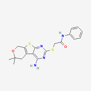 2-[(3-amino-12,12-dimethyl-11-oxa-8-thia-4,6-diazatricyclo[7.4.0.02,7]trideca-1(9),2,4,6-tetraen-5-yl)sulfanyl]-N-phenylacetamide