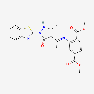 dimethyl 2-({(1E)-1-[1-(1,3-benzothiazol-2-yl)-5-hydroxy-3-methyl-1H-pyrazol-4-yl]ethylidene}amino)benzene-1,4-dicarboxylate