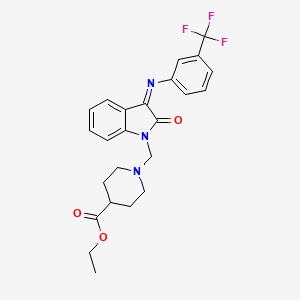 ethyl 1-{[(3Z)-2-oxo-3-{[3-(trifluoromethyl)phenyl]imino}-2,3-dihydro-1H-indol-1-yl]methyl}piperidine-4-carboxylate