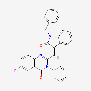 molecular formula C30H20IN3O2 B11610561 2-[(Z)-(1-benzyl-2-oxo-1,2-dihydro-3H-indol-3-ylidene)methyl]-6-iodo-3-phenylquinazolin-4(3H)-one 