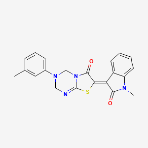 (7Z)-7-(1-methyl-2-oxo-1,2-dihydro-3H-indol-3-ylidene)-3-(3-methylphenyl)-3,4-dihydro-2H-[1,3]thiazolo[3,2-a][1,3,5]triazin-6(7H)-one