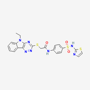 2-[(5-ethyl-5H-[1,2,4]triazino[5,6-b]indol-3-yl)sulfanyl]-N-[4-(1,3-thiazol-2-ylsulfamoyl)phenyl]acetamide