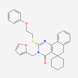 3-(furan-2-ylmethyl)-2-[(2-phenoxyethyl)sulfanyl]-3H-spiro[benzo[h]quinazoline-5,1'-cyclohexan]-4(6H)-one