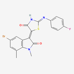 (3Z)-5-bromo-3-{(2Z)-2-[(4-fluorophenyl)imino]-4-oxo-1,3-thiazolidin-5-ylidene}-1,7-dimethyl-1,3-dihydro-2H-indol-2-one