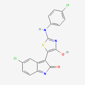 (3Z)-5-chloro-3-{(2Z)-2-[(4-chlorophenyl)imino]-4-oxo-1,3-thiazolidin-5-ylidene}-1,3-dihydro-2H-indol-2-one