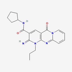 N-cyclopentyl-6-imino-2-oxo-7-propyl-1,7,9-triazatricyclo[8.4.0.03,8]tetradeca-3(8),4,9,11,13-pentaene-5-carboxamide