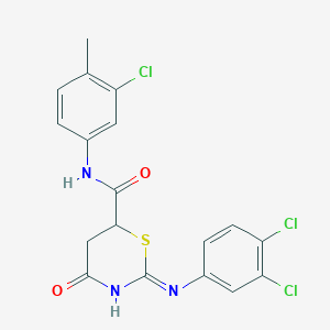 N-(3-chloro-4-methylphenyl)-2-[(3,4-dichlorophenyl)amino]-4-oxo-5,6-dihydro-4H-1,3-thiazine-6-carboxamide