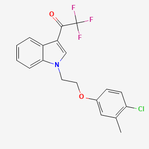 molecular formula C19H15ClF3NO2 B11610718 1-{1-[2-(4-chloro-3-methylphenoxy)ethyl]-1H-indol-3-yl}-2,2,2-trifluoroethanone 