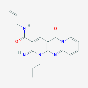 molecular formula C18H19N5O2 B11610758 6-imino-2-oxo-N-prop-2-enyl-7-propyl-1,7,9-triazatricyclo[8.4.0.03,8]tetradeca-3(8),4,9,11,13-pentaene-5-carboxamide 