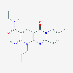 N-ethyl-6-imino-13-methyl-2-oxo-7-propyl-1,7,9-triazatricyclo[8.4.0.0^{3,8}]tetradeca-3(8),4,9,11,13-pentaene-5-carboxamide