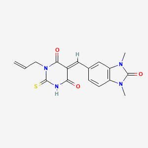 molecular formula C17H16N4O3S B11610793 (5E)-5-[(1,3-dimethyl-2-oxo-2,3-dihydro-1H-benzimidazol-5-yl)methylidene]-1-(prop-2-en-1-yl)-2-thioxodihydropyrimidine-4,6(1H,5H)-dione 