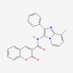 molecular formula C24H17N3O3 B11610800 N-(8-methyl-2-phenylimidazo[1,2-a]pyridin-3-yl)-2-oxo-2H-chromene-3-carboxamide 