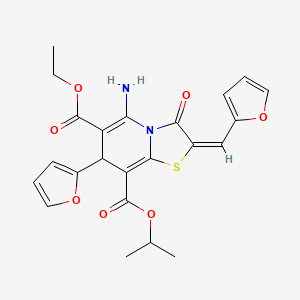 6-ethyl 8-propan-2-yl (2E)-5-amino-7-(furan-2-yl)-2-(furan-2-ylmethylidene)-3-oxo-2,3-dihydro-7H-[1,3]thiazolo[3,2-a]pyridine-6,8-dicarboxylate