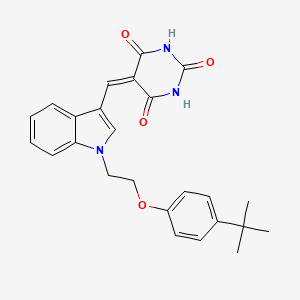 molecular formula C25H25N3O4 B11610848 5-({1-[2-(4-tert-butylphenoxy)ethyl]-1H-indol-3-yl}methylidene)pyrimidine-2,4,6(1H,3H,5H)-trione 