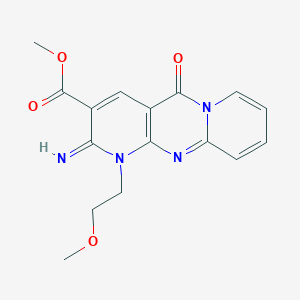 molecular formula C16H16N4O4 B11610853 methyl 6-imino-7-(2-methoxyethyl)-2-oxo-1,7,9-triazatricyclo[8.4.0.03,8]tetradeca-3(8),4,9,11,13-pentaene-5-carboxylate CAS No. 510762-35-3