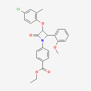 Ethyl 4-[3-(4-chloro-2-methylphenoxy)-2-(2-methoxyphenyl)-4-oxoazetidin-1-yl]benzoate