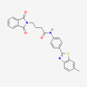 molecular formula C26H21N3O3S B11610872 4-(1,3-dioxo-1,3-dihydro-2H-isoindol-2-yl)-N-[4-(6-methyl-1,3-benzothiazol-2-yl)phenyl]butanamide 