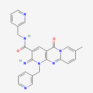 6-imino-13-methyl-2-oxo-N,7-bis(pyridin-3-ylmethyl)-1,7,9-triazatricyclo[8.4.0.03,8]tetradeca-3(8),4,9,11,13-pentaene-5-carboxamide