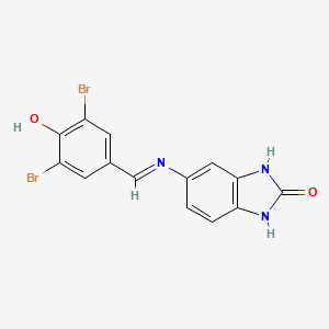 5-{[(E)-(3,5-dibromo-4-hydroxyphenyl)methylidene]amino}-1,3-dihydro-2H-benzimidazol-2-one