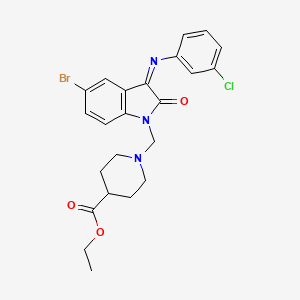 molecular formula C23H23BrClN3O3 B11610918 ethyl 1-({(3Z)-5-bromo-3-[(3-chlorophenyl)imino]-2-oxo-2,3-dihydro-1H-indol-1-yl}methyl)piperidine-4-carboxylate 