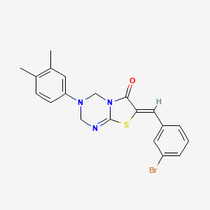 molecular formula C20H18BrN3OS B11610925 (7Z)-7-(3-bromobenzylidene)-3-(3,4-dimethylphenyl)-3,4-dihydro-2H-[1,3]thiazolo[3,2-a][1,3,5]triazin-6(7H)-one 