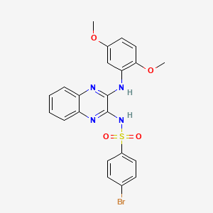 molecular formula C22H19BrN4O4S B11610972 4-bromo-N-[3-(2,5-dimethoxyanilino)quinoxalin-2-yl]benzenesulfonamide 