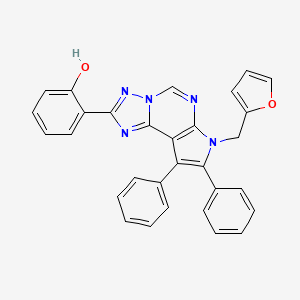 molecular formula C30H21N5O2 B11610974 2-[7-(2-furylmethyl)-8,9-diphenyl-7H-pyrrolo[3,2-e][1,2,4]triazolo[1,5-c]pyrimidin-2-yl]phenol 