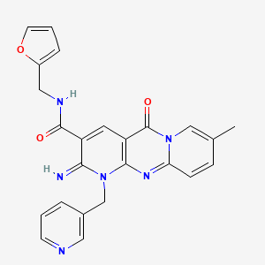 N-[(furan-2-yl)methyl]-6-imino-13-methyl-2-oxo-7-[(pyridin-3-yl)methyl]-1,7,9-triazatricyclo[8.4.0.0^{3,8}]tetradeca-3(8),4,9,11,13-pentaene-5-carboxamide