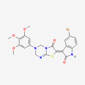 (7Z)-7-(5-bromo-2-oxo-1,2-dihydro-3H-indol-3-ylidene)-3-(3,4,5-trimethoxyphenyl)-3,4-dihydro-2H-[1,3]thiazolo[3,2-a][1,3,5]triazin-6(7H)-one