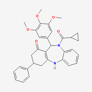 10-(cyclopropylcarbonyl)-3-phenyl-11-(3,4,5-trimethoxyphenyl)-2,3,4,5,10,11-hexahydro-1H-dibenzo[b,e][1,4]diazepin-1-one