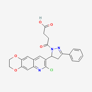 molecular formula C24H20ClN3O5 B11611064 4-[5-(7-chloro-2,3-dihydro[1,4]dioxino[2,3-g]quinolin-8-yl)-3-phenyl-4,5-dihydro-1H-pyrazol-1-yl]-4-oxobutanoic acid 