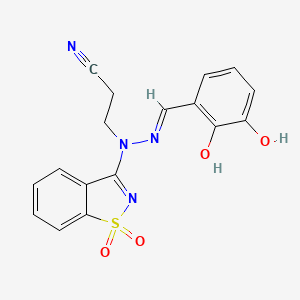 3-[(2E)-2-(2,3-dihydroxybenzylidene)-1-(1,1-dioxido-1,2-benzothiazol-3-yl)hydrazinyl]propanenitrile