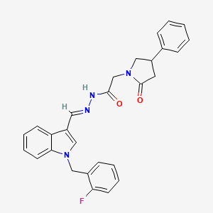 N'-{(E)-[1-(2-fluorobenzyl)-1H-indol-3-yl]methylidene}-2-(2-oxo-4-phenylpyrrolidin-1-yl)acetohydrazide