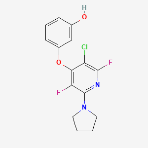 molecular formula C15H13ClF2N2O2 B11611122 3-{[3-Chloro-2,5-difluoro-6-(pyrrolidin-1-yl)pyridin-4-yl]oxy}phenol 