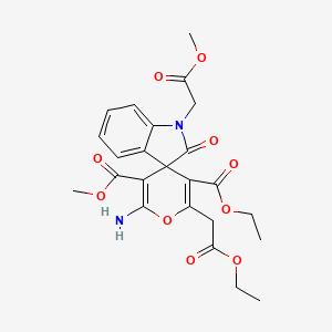 5'-Ethyl 3'-methyl 2'-amino-6'-(2-ethoxy-2-oxoethyl)-1-(2-methoxy-2-oxoethyl)-2-oxo-1,2-dihydrospiro[indole-3,4'-pyran]-3',5'-dicarboxylate