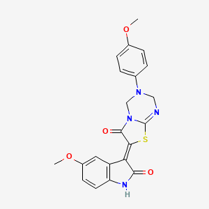 (7Z)-7-(5-methoxy-2-oxo-1,2-dihydro-3H-indol-3-ylidene)-3-(4-methoxyphenyl)-3,4-dihydro-2H-[1,3]thiazolo[3,2-a][1,3,5]triazin-6(7H)-one