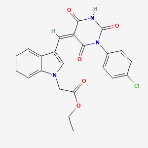 ethyl (3-{(Z)-[1-(4-chlorophenyl)-2-hydroxy-4,6-dioxo-1,6-dihydropyrimidin-5(4H)-ylidene]methyl}-1H-indol-1-yl)acetate