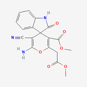 Methyl 2'-amino-3'-cyano-6'-(2-methoxy-2-oxoethyl)-2-oxo-1,2-dihydrospiro[indole-3,4'-pyran]-5'-carboxylate