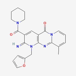 7-[(Furan-2-yl)methyl]-6-imino-11-methyl-5-(piperidine-1-carbonyl)-1,7,9-triazatricyclo[8.4.0.0^{3,8}]tetradeca-3(8),4,9,11,13-pentaen-2-one