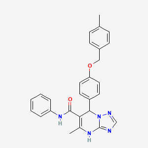 molecular formula C27H25N5O2 B11611236 5-methyl-7-{4-[(4-methylbenzyl)oxy]phenyl}-N-phenyl-4,7-dihydro[1,2,4]triazolo[1,5-a]pyrimidine-6-carboxamide 