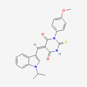 (5E)-1-(4-methoxyphenyl)-5-{[1-(propan-2-yl)-1H-indol-3-yl]methylidene}-2-thioxodihydropyrimidine-4,6(1H,5H)-dione