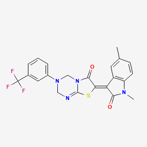 (7Z)-7-(1,5-dimethyl-2-oxo-1,2-dihydro-3H-indol-3-ylidene)-3-[3-(trifluoromethyl)phenyl]-3,4-dihydro-2H-[1,3]thiazolo[3,2-a][1,3,5]triazin-6(7H)-one