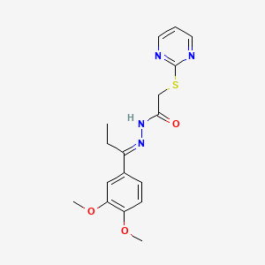 N'-[(1E)-1-(3,4-dimethoxyphenyl)propylidene]-2-(pyrimidin-2-ylsulfanyl)acetohydrazide