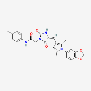 2-[(4E)-4-{[1-(1,3-benzodioxol-5-yl)-2,5-dimethyl-1H-pyrrol-3-yl]methylidene}-2,5-dioxoimidazolidin-1-yl]-N-(4-methylphenyl)acetamide