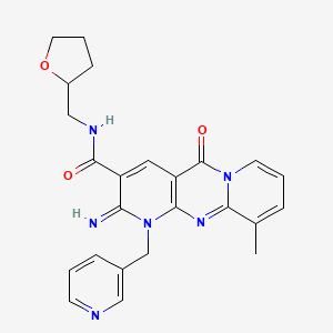 6-imino-11-methyl-2-oxo-N-(oxolan-2-ylmethyl)-7-(pyridin-3-ylmethyl)-1,7,9-triazatricyclo[8.4.0.03,8]tetradeca-3(8),4,9,11,13-pentaene-5-carboxamide