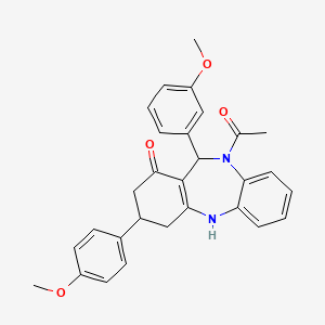 1-[1-hydroxy-11-(3-methoxyphenyl)-3-(4-methoxyphenyl)-2,3,4,11-tetrahydro-10H-dibenzo[b,e][1,4]diazepin-10-yl]ethanone